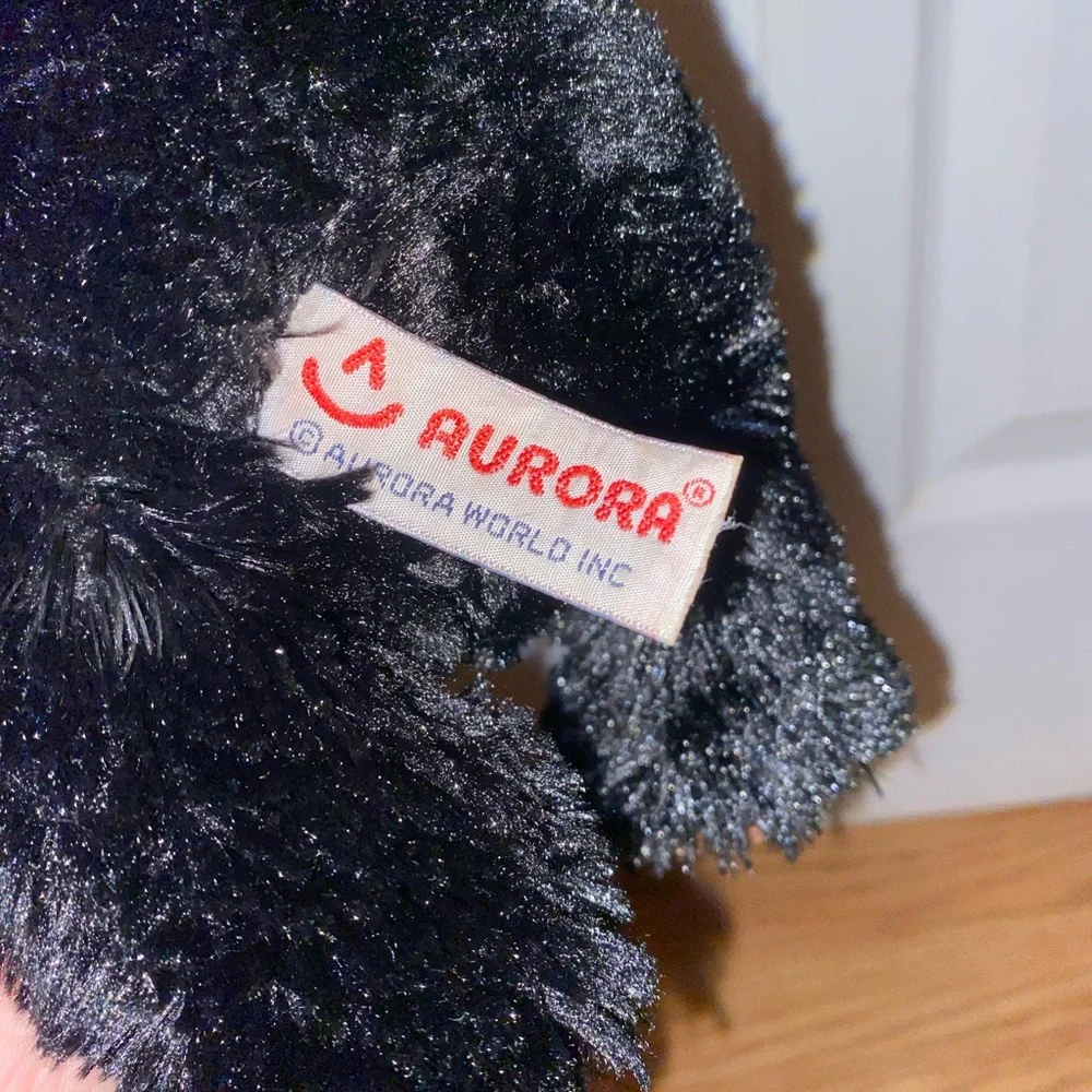 Aurora Black Bear “Benjamin” Plush With Brown Paws Bow Toy Stuffed Animal 11" - Picture 3 of 8